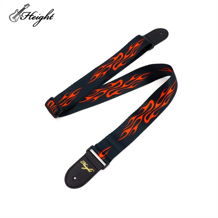 Flame Pattern Black Ukulele Strap